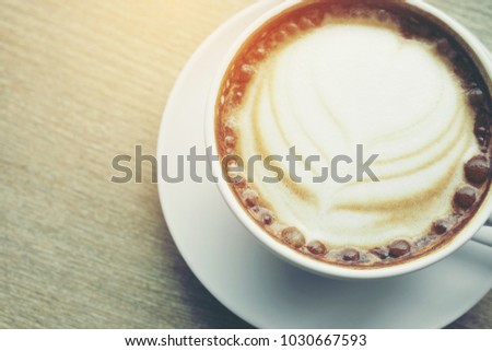 Coffee cup on wood vintage