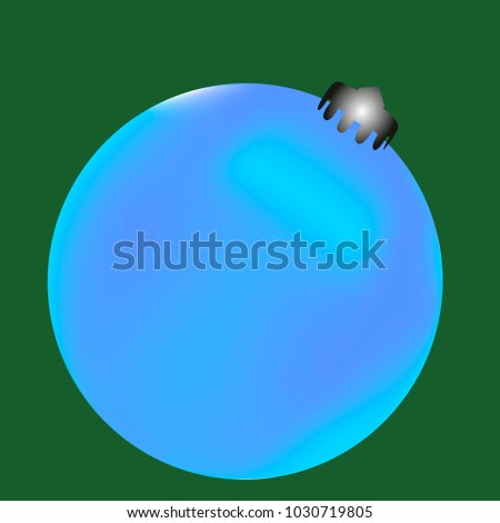 Colored Christmas ball. Christmas tree toy for invitation, card, celebration, party, carnival, festive holiday and Your project. Vector illustration. Green Background