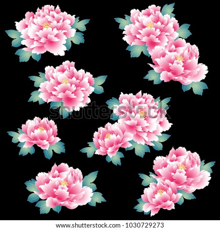 Japanese style peony,
Design of a Japanese style peony flower
It is used for a kimono
