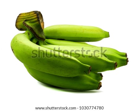 banana raw green isolated on white background