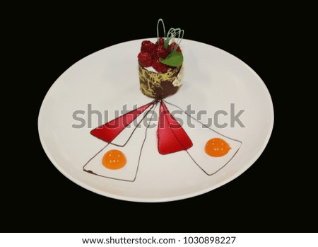 Art cake . Picture for a menu or a confectionery catalog.