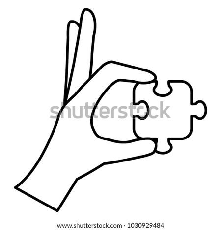 hand with puzzle game piece icon