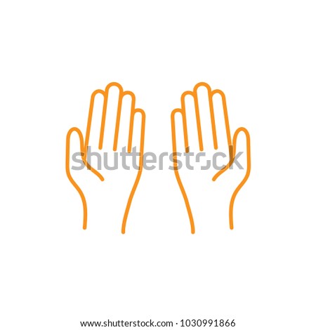 Islam prayer hands. Simple monoline icon style for muslim ramadan and eid al fitr celebration.