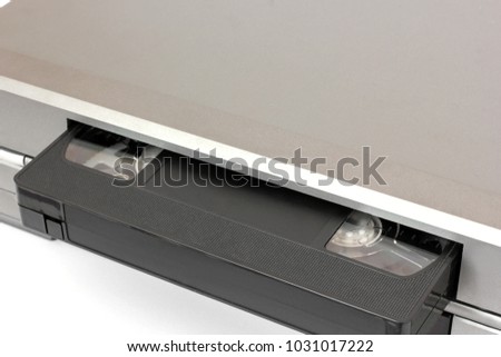 Video recorder. Videocassette on a white background. Cassette