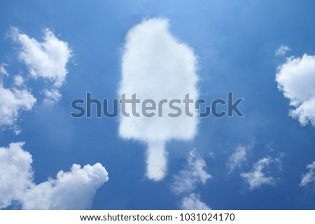 icecream cloud shape on blue sky. Royalty-Free Stock Photo #1031024170