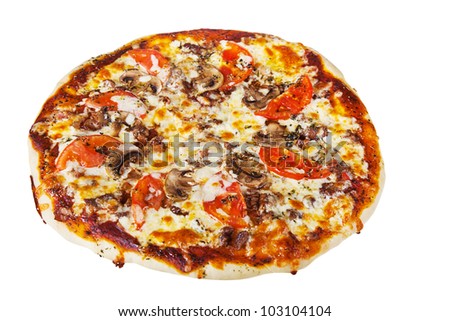 fresh pizza isolated on the white background