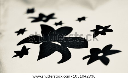 Flower shape printed graphics on a cloth object stock photograph