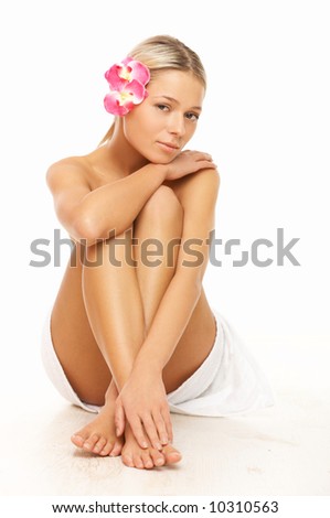 Portrait of beautiful woman before spa treatment Royalty-Free Stock Photo #10310563