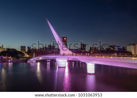 Womens Bridge (Puente de la Mujer) in Puerto Madero at night - Buenos Aires, Argentina