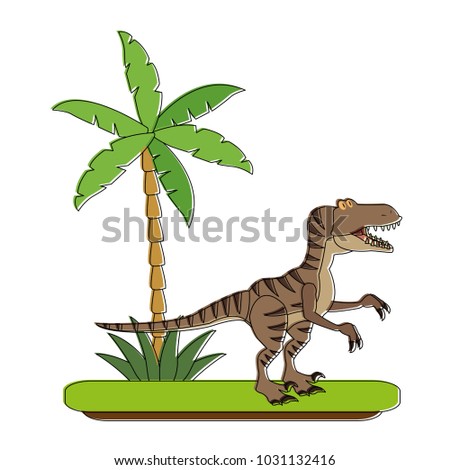 Trex dinosaur on forest cartoon