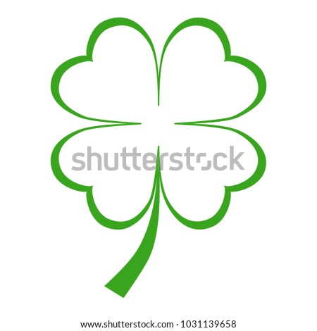 Clover symbol with four petals. Clover sign isolated on white background. Vector illustration