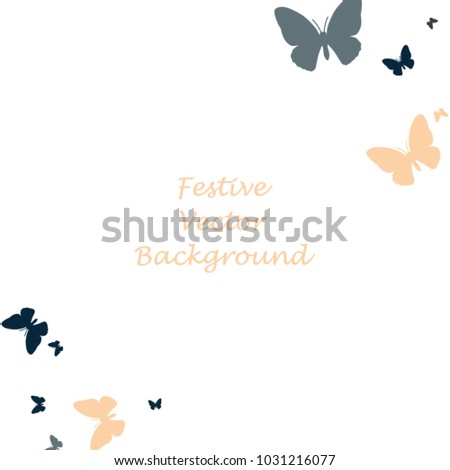 Festive butterfly confetti background. Square vector pattern texture for holiday, postcard, frame, carnival, poster, birthday and children's parties. Butterfly cover mock-up. Wedding butterfly layout