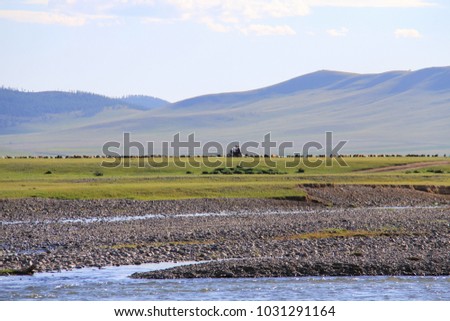 Motorcycle Rider on the Mongolian Steppe