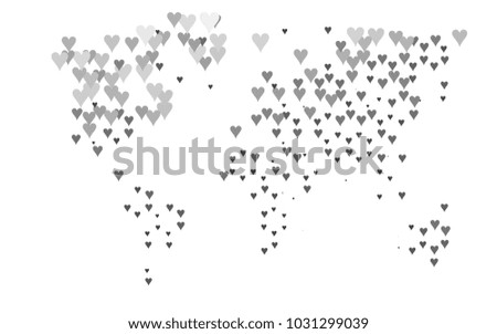 Light Silver, Gray vector hearts isolated on white background. Cool pattern in origami style with gradient for Valentine day. Graphic illustration for your business design.