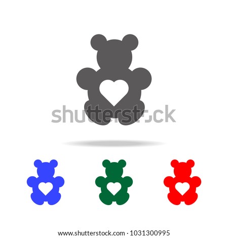Teddy bear with heart icon. Elements in multi colored icons for mobile concept and web apps. Icons for website design and development, app development on white background