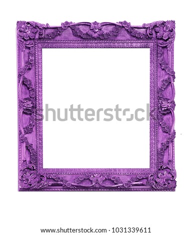 Purple vintage picture frame isolated