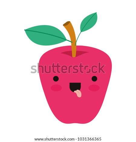 apple comic character fresh fruit icon
