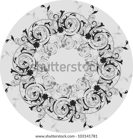 Retro pattern on a circle in black and white colors