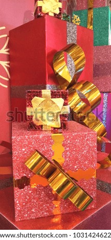 Close up image on colorful present boxes.