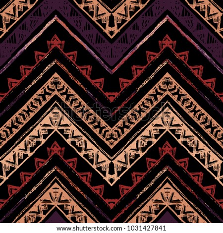 Handmade stripes bright tribal seamless pattern with zigzag