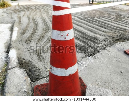 Cone used to block the path.