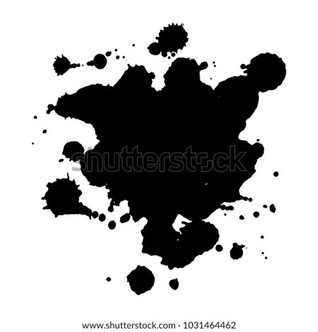 Isolated silhouette of a black ink blob. Grunge element for design. 
