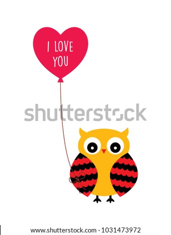cute owl valentine greeting with balloon