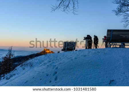 Photo taking at a hotspot waiting for sunrise at hohenzollern zeller horn