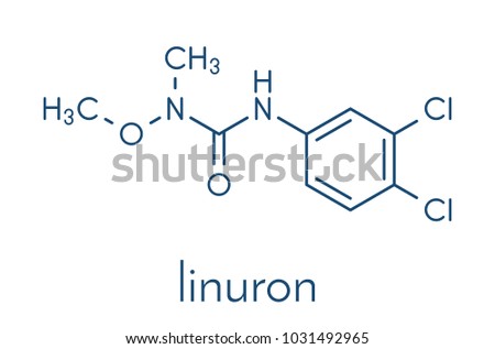Linuron herbicide molecule. Skeletal formula.