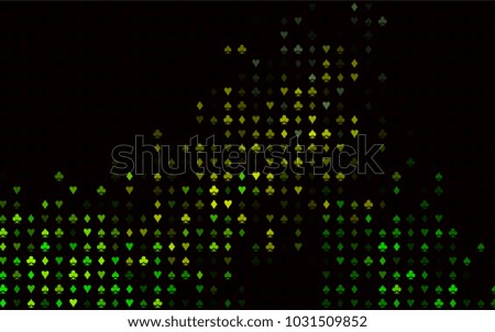 Dark Blue, Yellow vector background with cards signs. Colorful gradient with signs of hearts, spades, clubs, diamonds. Design for ad, poster, banner of gambling websites.