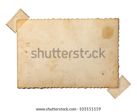 close up of an old photo on white background with clipping path