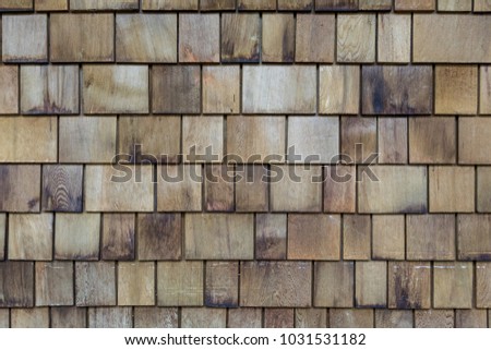 Cedar shingles roof pattern, texture, background.