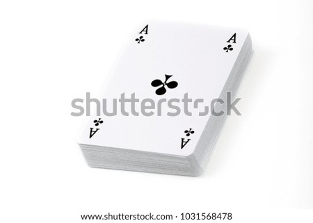 Deck of playing cards on a white background 

