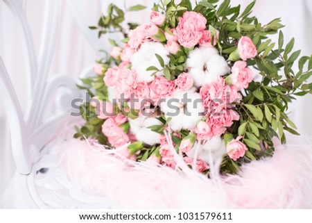 Spring tulips and roses bridal tender flowers bouquet