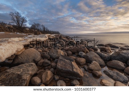 Stony beach in baltic sea,