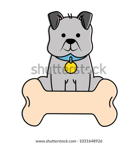 cute dog mascot with bone