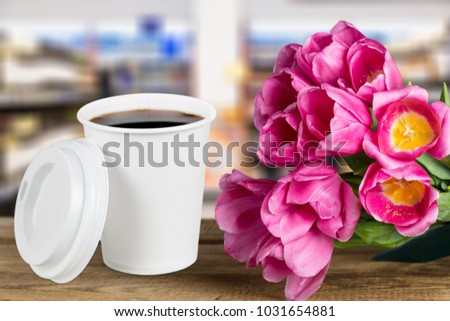 Coffee mug with pinktulip