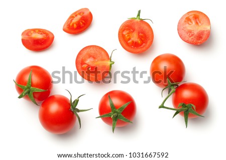 Cherry tomatoes isolated on white background. Top view
 Royalty-Free Stock Photo #1031667592