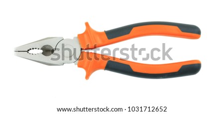 Pliers pincers hand tool isolated on white background, top view Royalty-Free Stock Photo #1031712652