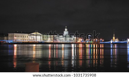 Night St. Petersburg Russia. View of the Peter-Pavel's Fortress.
