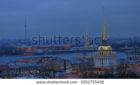 Panorama of St. Petersburg. Peter-Pavel's Fortress. Neva River.