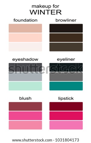 Best makeup colors for winter type of appearance. Seasonal color analysis palette