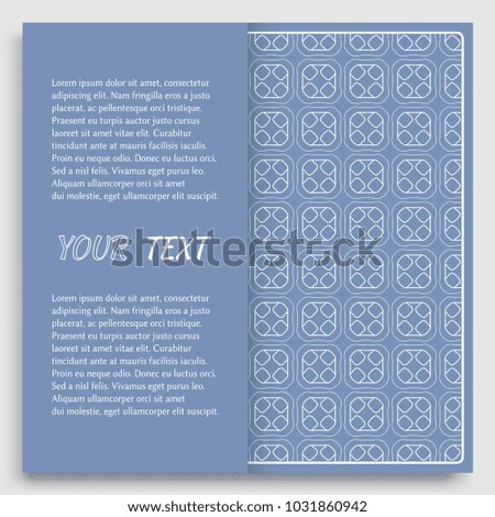 Card, Invitation, cover template design, line art background. Abstract geometric pattern with place for the text. Tribal ethnic ornament in arabic style. Christmas, New Year card decoration'