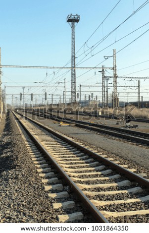 railways and electric pylons at the railway station
