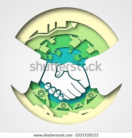 Paper art carves the concept of contract. Vector illustration. Abstract logo. Isolated icon. Background of contract. 10 EPS