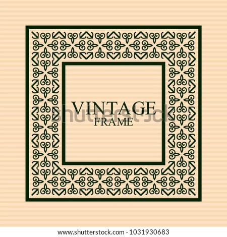 Vintage ornamental retro frame. Template for design. Vector illustration

