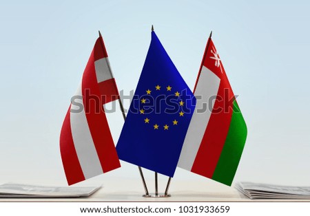 Flags of Austria European Union and Oman