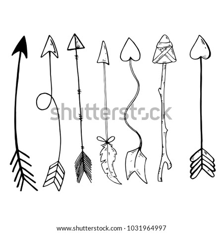 Set of black hand drawn arrows.