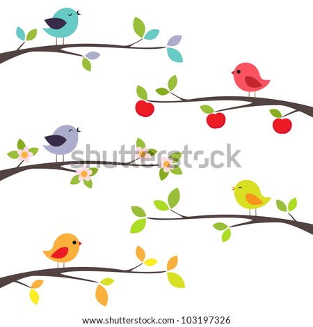 Birds on different branches