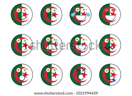 Set of Algeria Emoji.